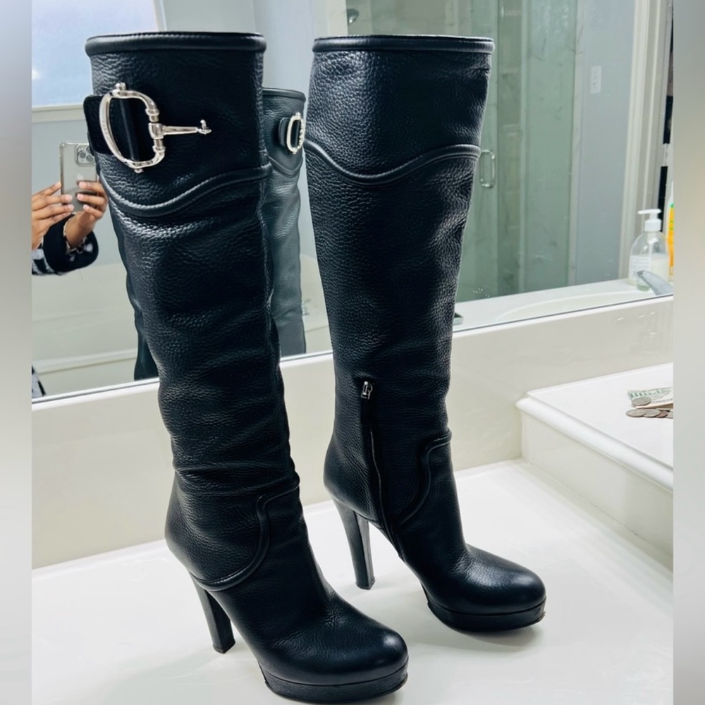 Gucci black leather boots